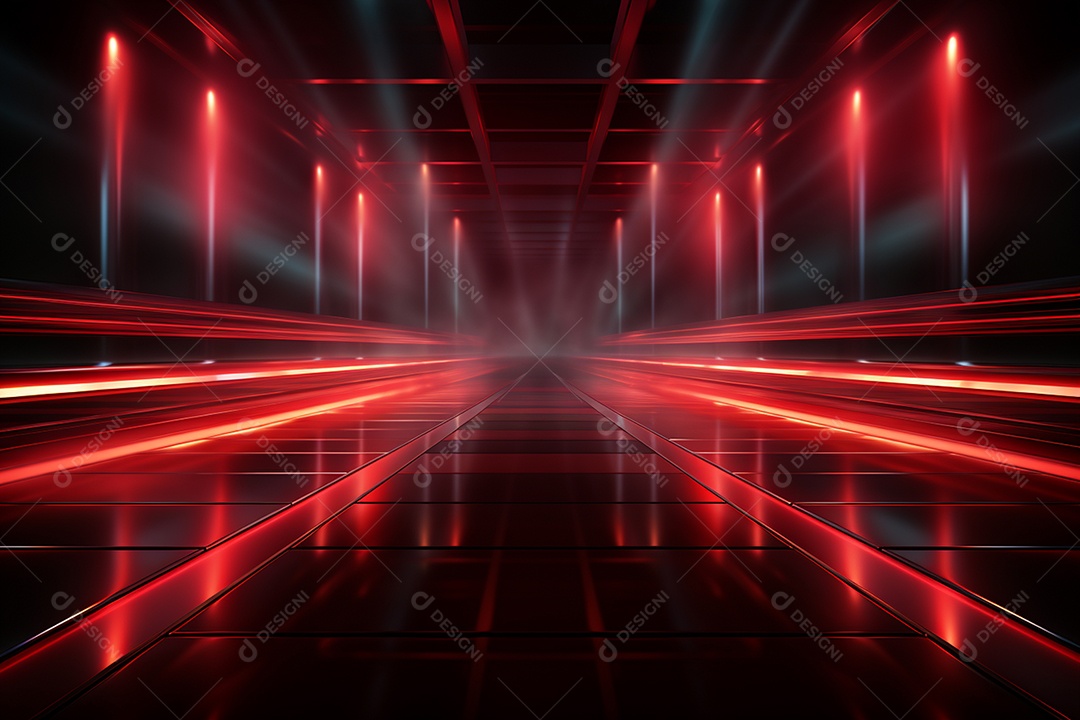 Pano de fundo com iluminação de holofotes vermelhos para imagem realista de fundo design ultra hd alto