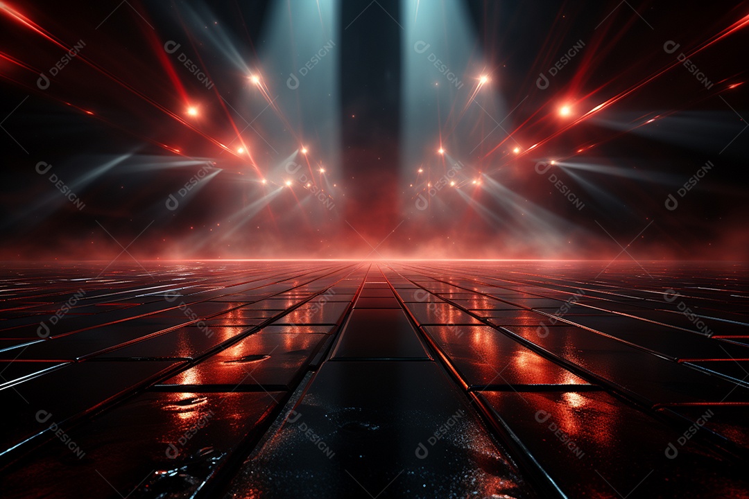 Pano de fundo com iluminação de holofotes vermelhos para imagem realista de fundo design ultra hd alto