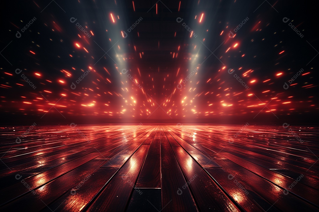 Pano de fundo com iluminação de holofotes vermelhos para imagem realista de fundo design ultra hd alto