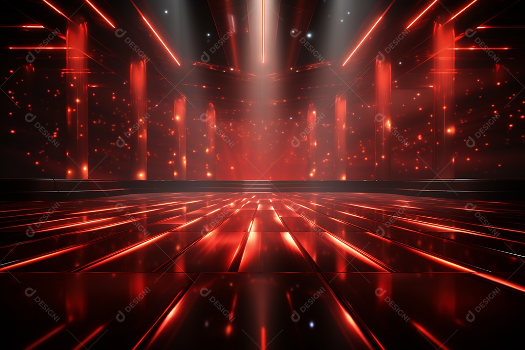 Pano de fundo com iluminação de holofotes vermelhos para imagem realista de fundo design ultra hd alto