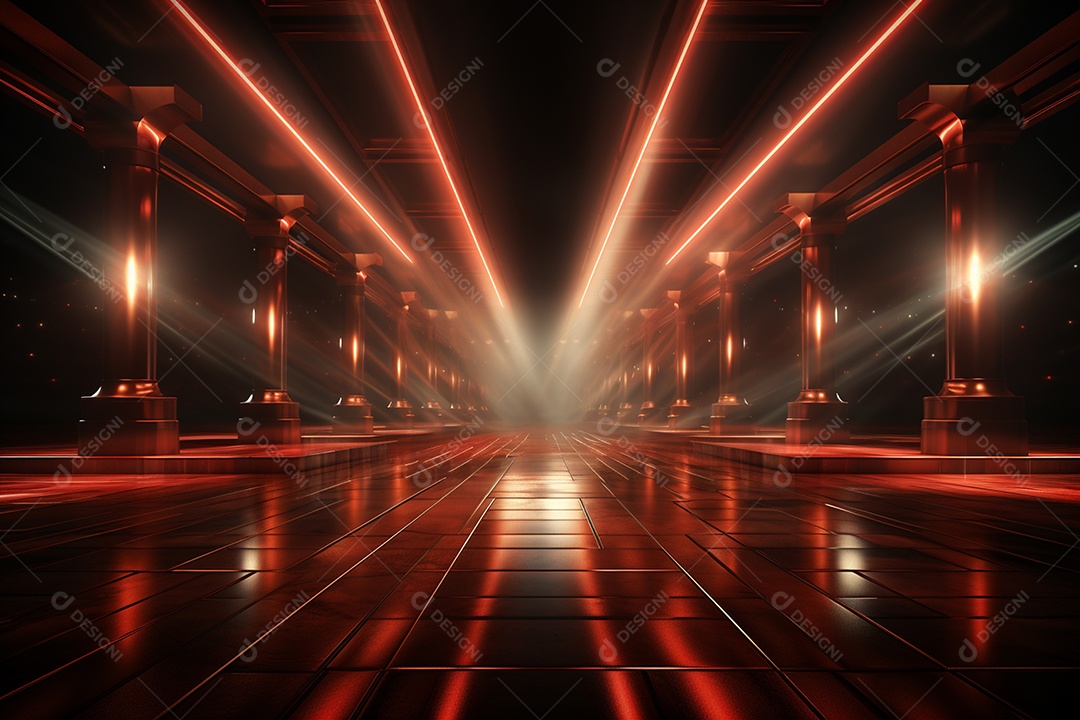 Pano de fundo com iluminação de holofotes vermelhos para imagem realista de fundo design ultra hd alto