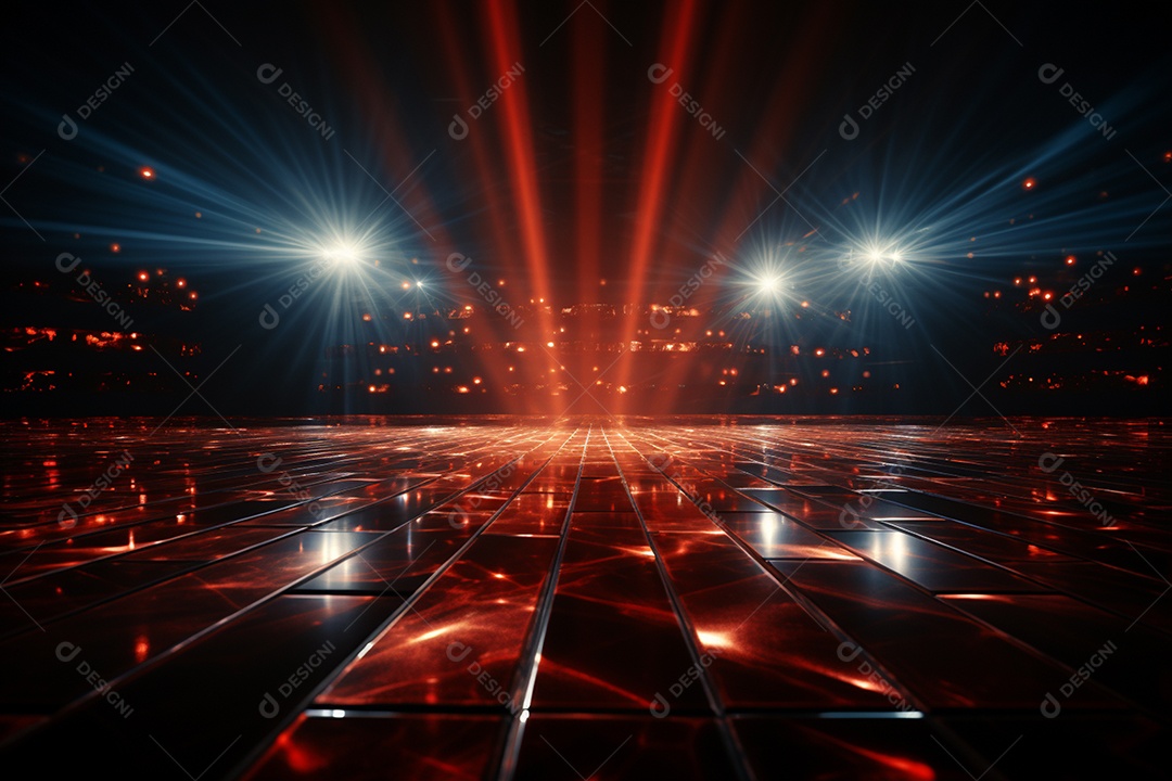 Pano de fundo com iluminação de holofotes vermelhos para imagem realista de fundo design ultra hd alto
