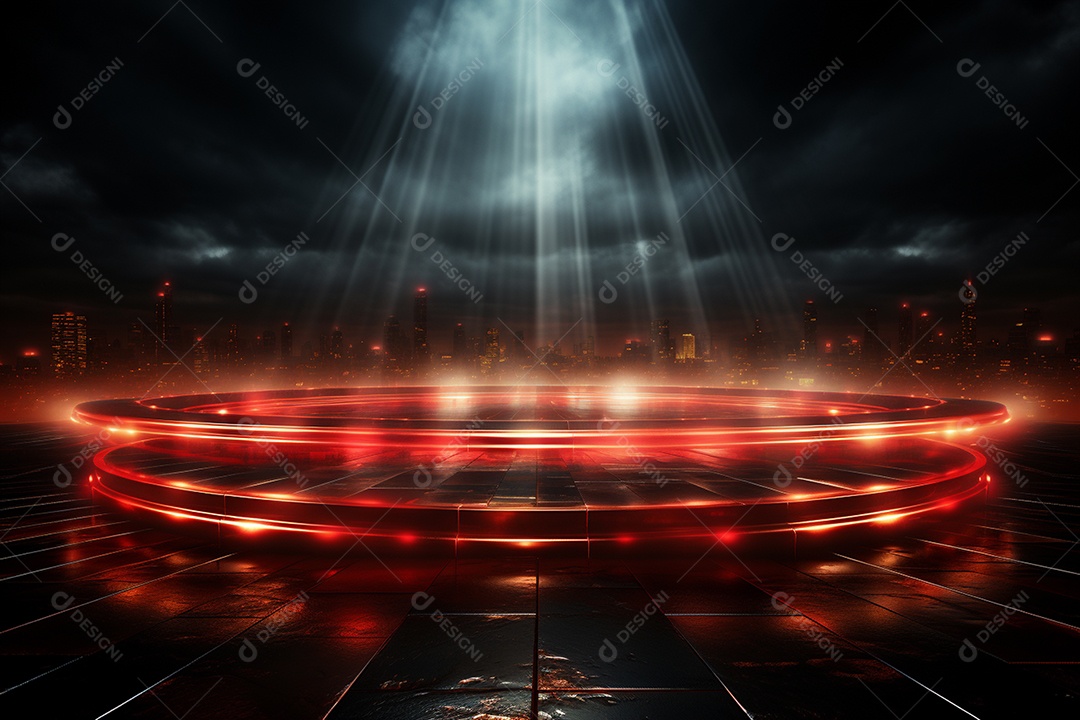 Pano de fundo com iluminação de holofotes vermelhos para imagem realista de fundo design ultra hd alto