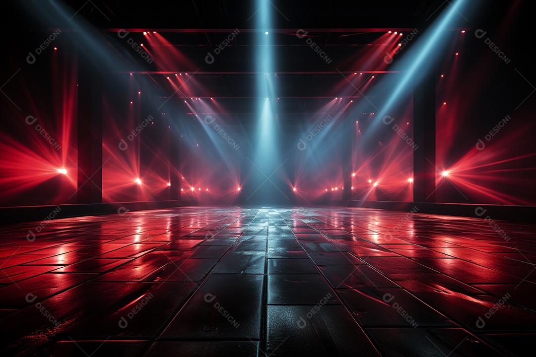 Pano de fundo com iluminação de holofotes vermelhos para imagem realista de fundo design ultra hd alto