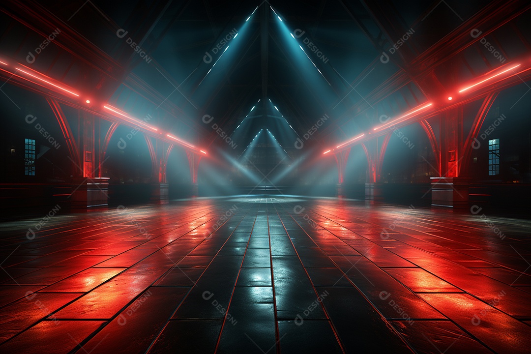 Pano de fundo com iluminação de holofotes vermelhos para imagem realista de fundo design ultra hd alto