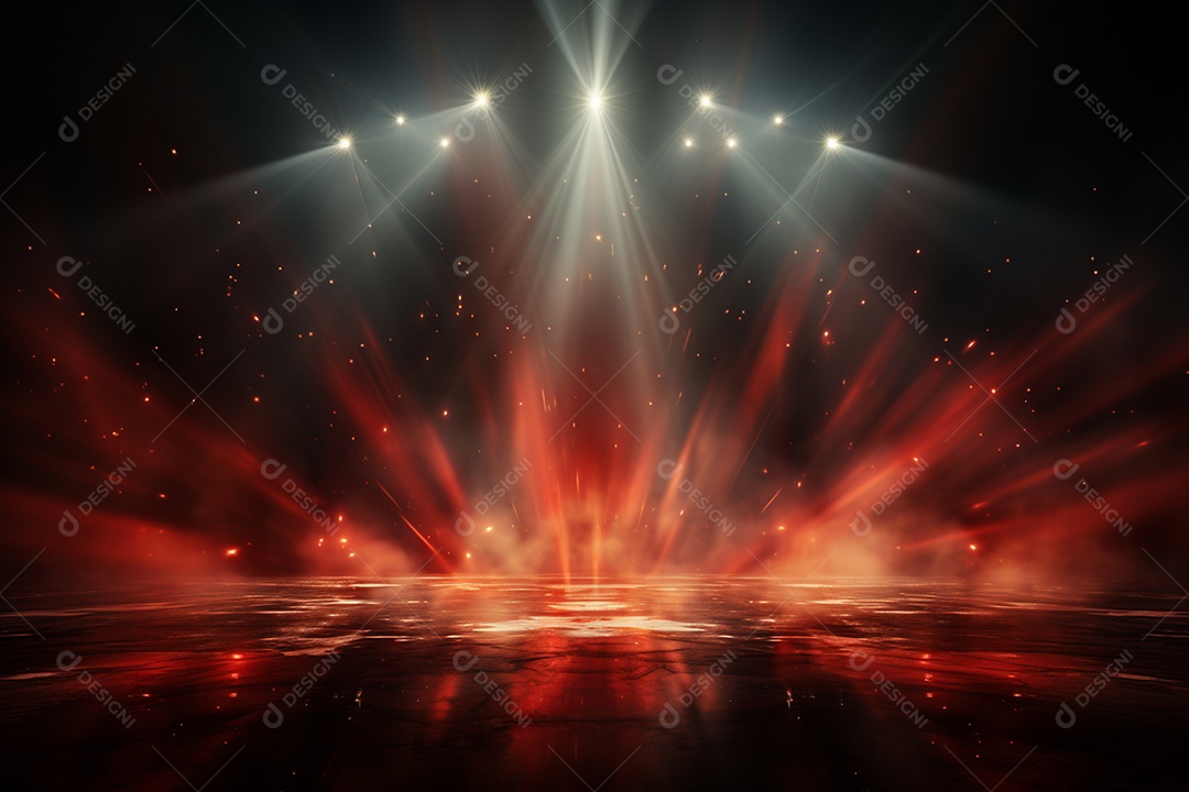 Pano de fundo com iluminação de holofotes vermelhos para imagem realista de fundo design ultra hd alto