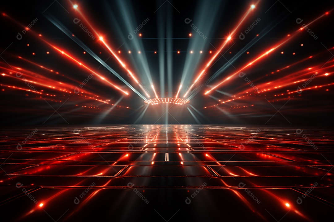 Pano de fundo com iluminação de holofotes vermelhos para imagem realista de fundo design ultra hd alto