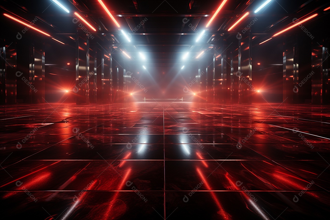 Pano de fundo com iluminação de holofotes vermelhos para imagem realista de fundo design ultra hd alto