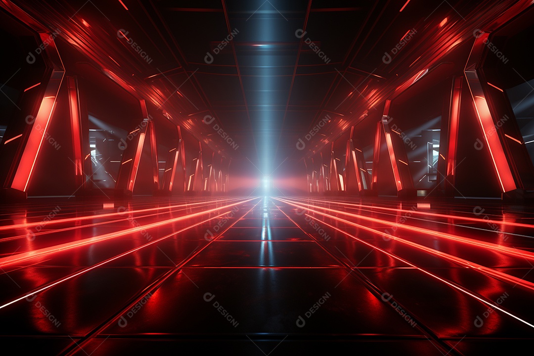 Pano de fundo com iluminação de holofotes vermelhos para imagem realista de fundo design ultra hd alto