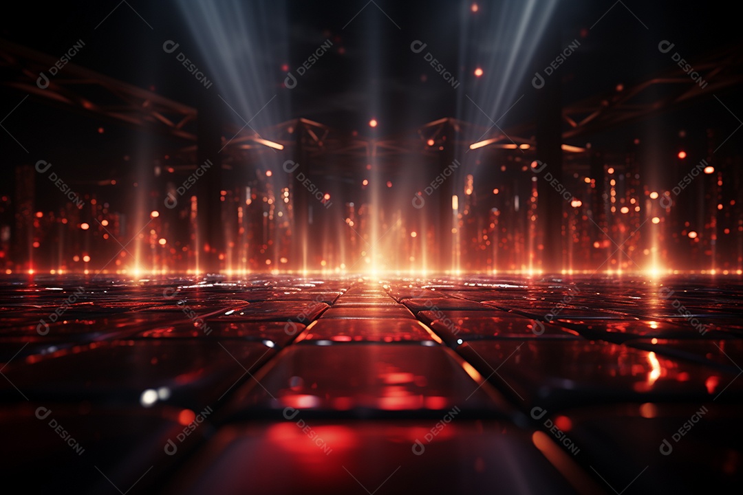 Pano de fundo com iluminação de holofotes vermelhos para imagem realista de fundo design ultra hd alto