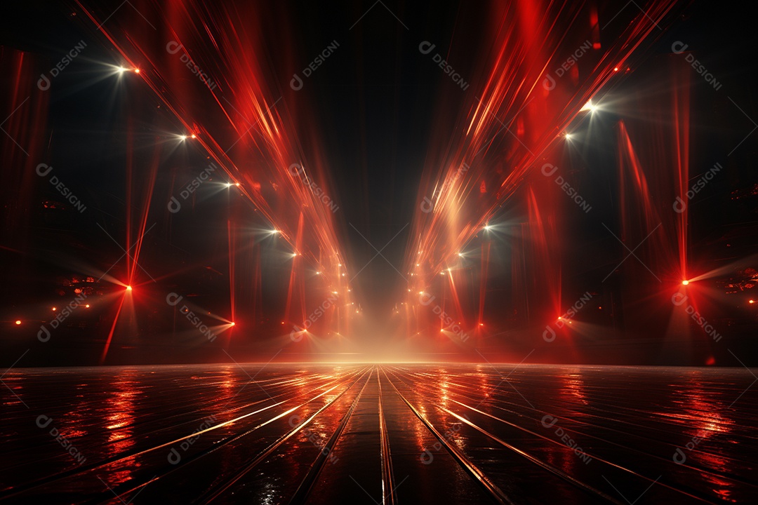 Pano de fundo com iluminação de holofotes vermelhos para imagem realista de fundo design ultra hd alto