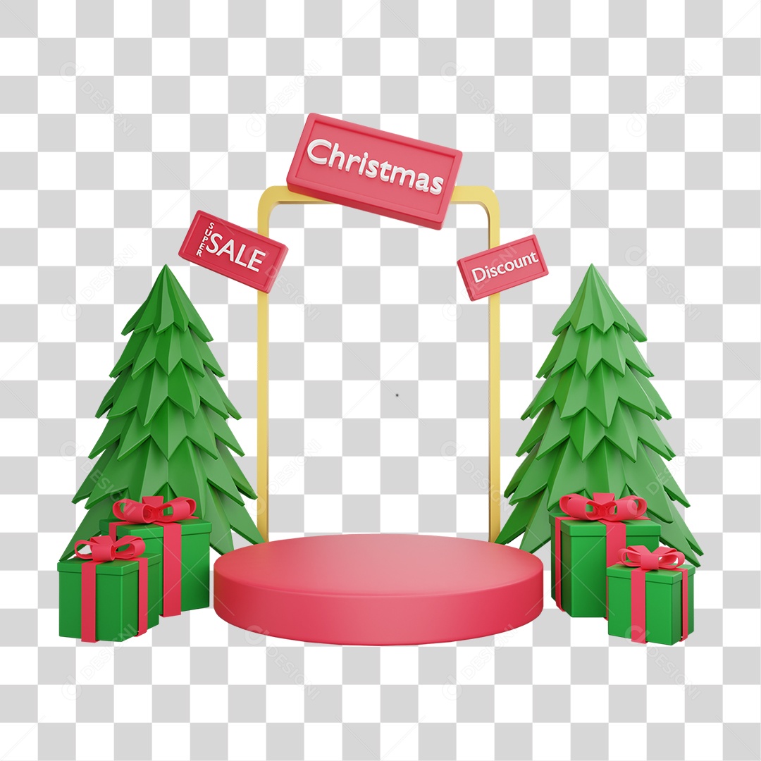 Pódio Temático de Natal PNG Transparente