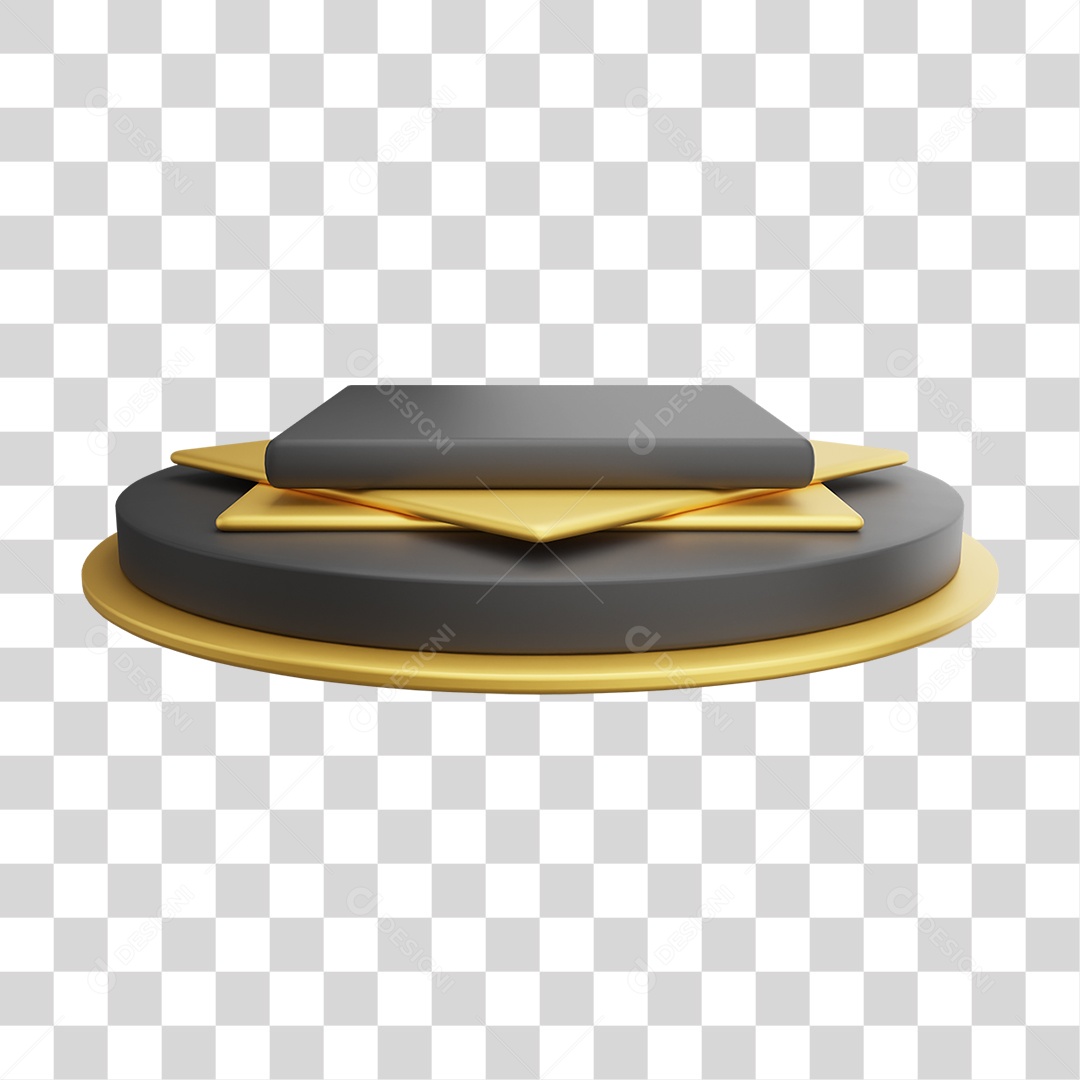 Podium Preto e Amarelo PNG Transparente