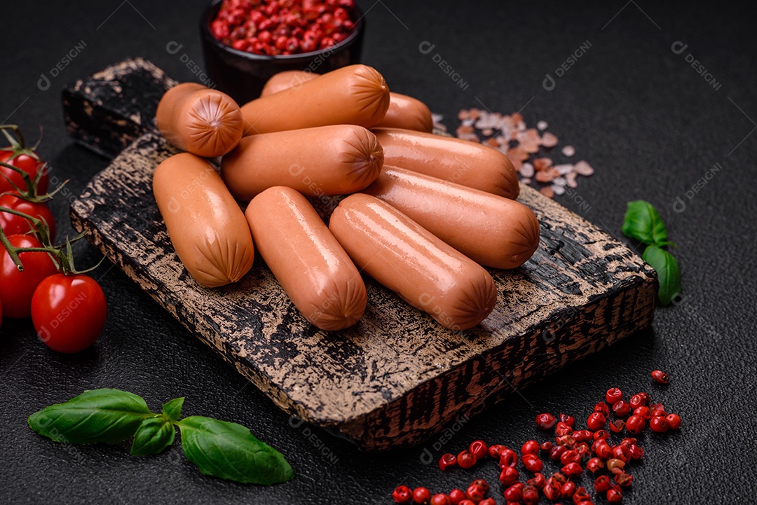 Deliciosa salsicha vegetariana fresca ou salsicha feita de proteína vegetal tofu ou leguminosas seitan, trigo magro com sal e especiarias em fundo de textura