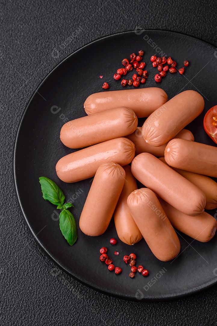 Deliciosa salsicha vegetariana fresca ou salsicha feita de proteína vegetal tofu ou leguminosas seitan, trigo magro com sal e especiarias em fundo de textura