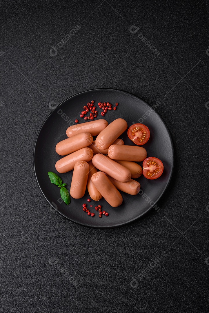 Deliciosa salsicha vegetariana fresca ou salsicha feita de proteína vegetal tofu ou leguminosas seitan, trigo magro com sal e especiarias em fundo de textura