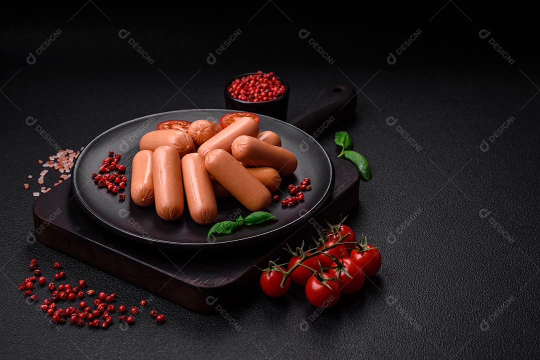 Deliciosa salsicha vegetariana fresca ou salsicha feita de proteína vegetal tofu ou leguminosas seitan, trigo magro com sal e especiarias em fundo de textura