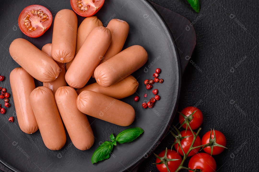 Deliciosa salsicha vegetariana fresca ou salsicha feita de proteína vegetal tofu ou leguminosas seitan, trigo magro com sal e especiarias em fundo de textura