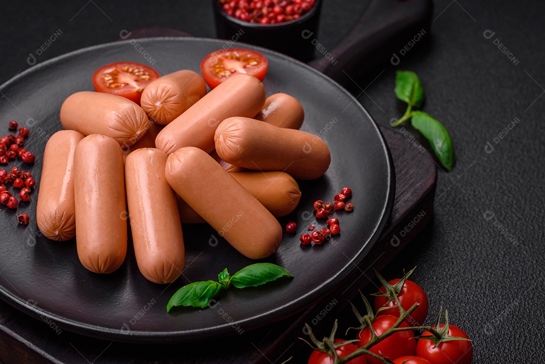 Deliciosa salsicha vegetariana fresca ou salsicha feita de proteína vegetal tofu ou leguminosas seitan, trigo magro com sal e especiarias em fundo de textura