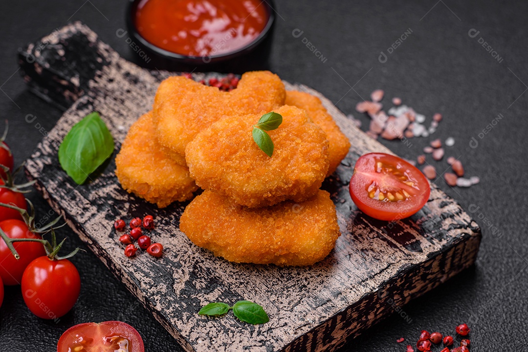 Deliciosos nuggets, palitos e bolinhas de mussarela e queijo parmesão com sal e especiarias. Fast-food, comida pouco saudável