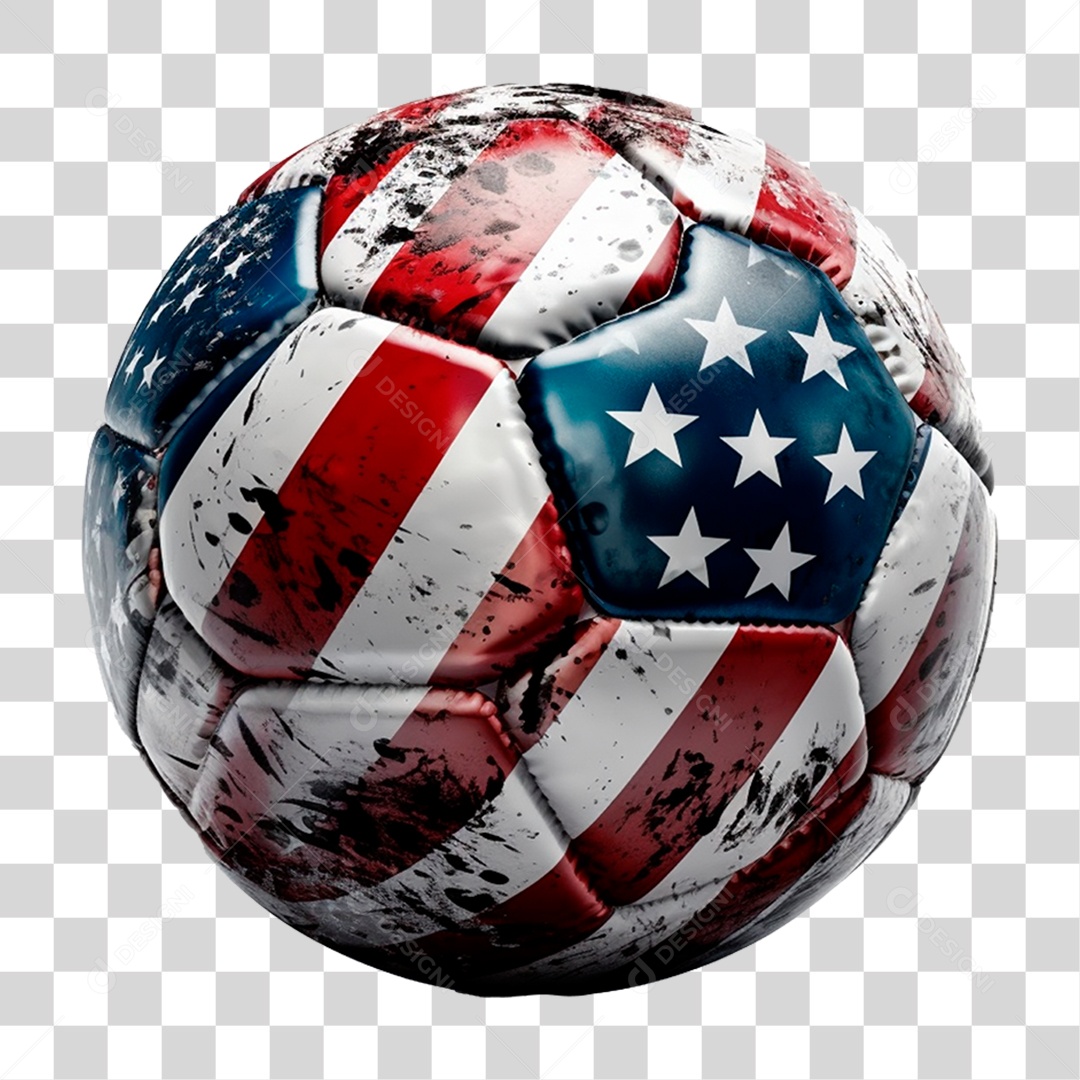 Bola de Futebol com Cores Americanas PNG Transparente
