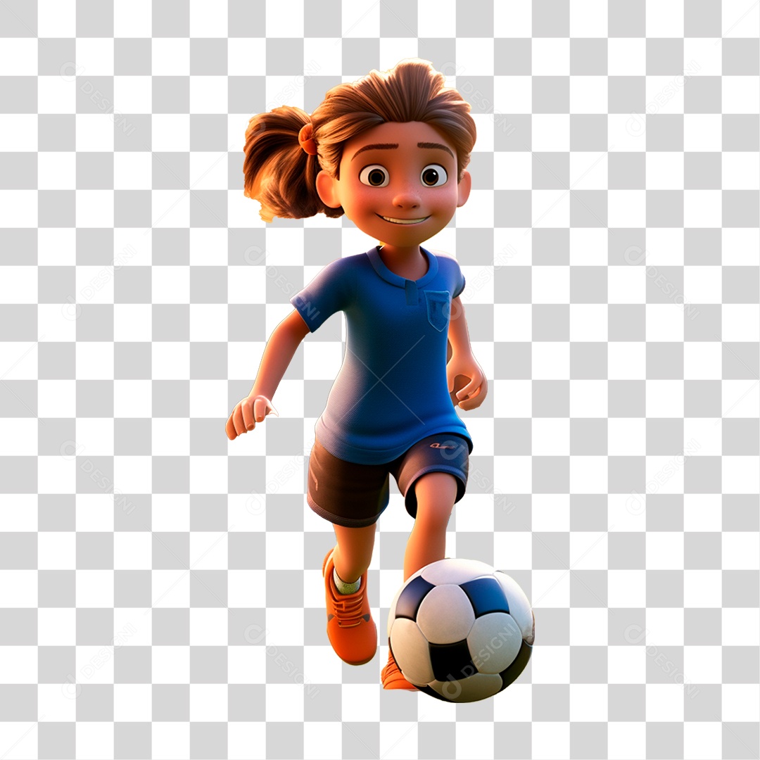Menina Jogadora de Futebol PNG Transparente