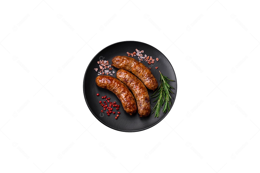 Linguiça sobre prato fundo isolado