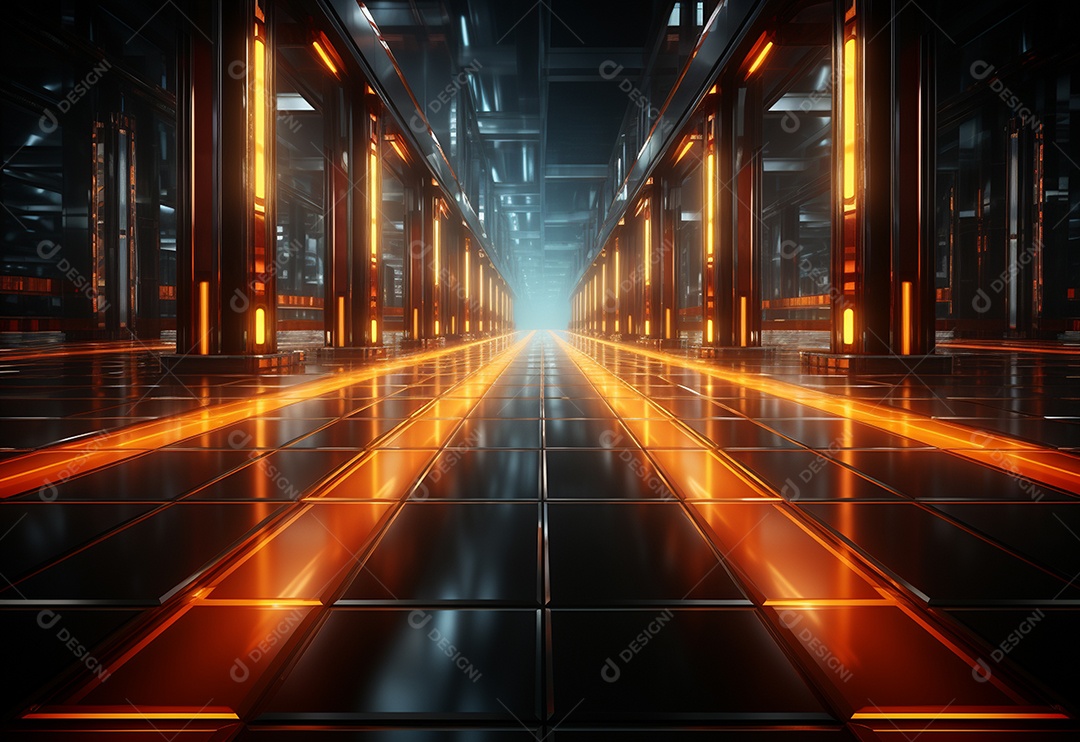 Amarelo e vermelho Neon iluminado cenário futurista imagem realista, ultra hd, design alto muito detalhado