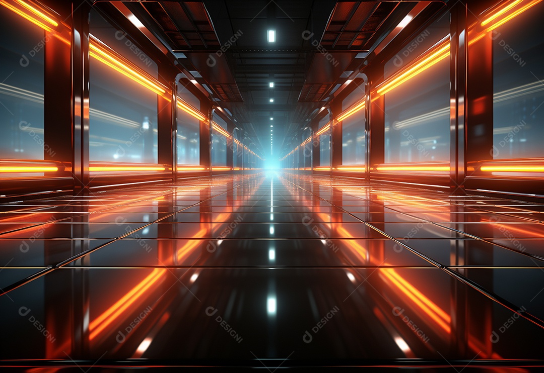 Amarelo e vermelho Neon iluminado cenário futurista imagem realista, ultra hd, design alto muito detalhado