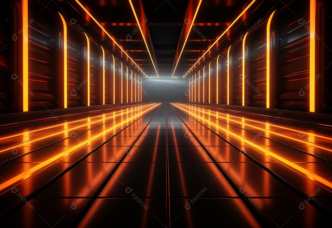 Amarelo e vermelho Neon iluminado cenário futurista imagem realista, ultra hd, design alto muito detalhado