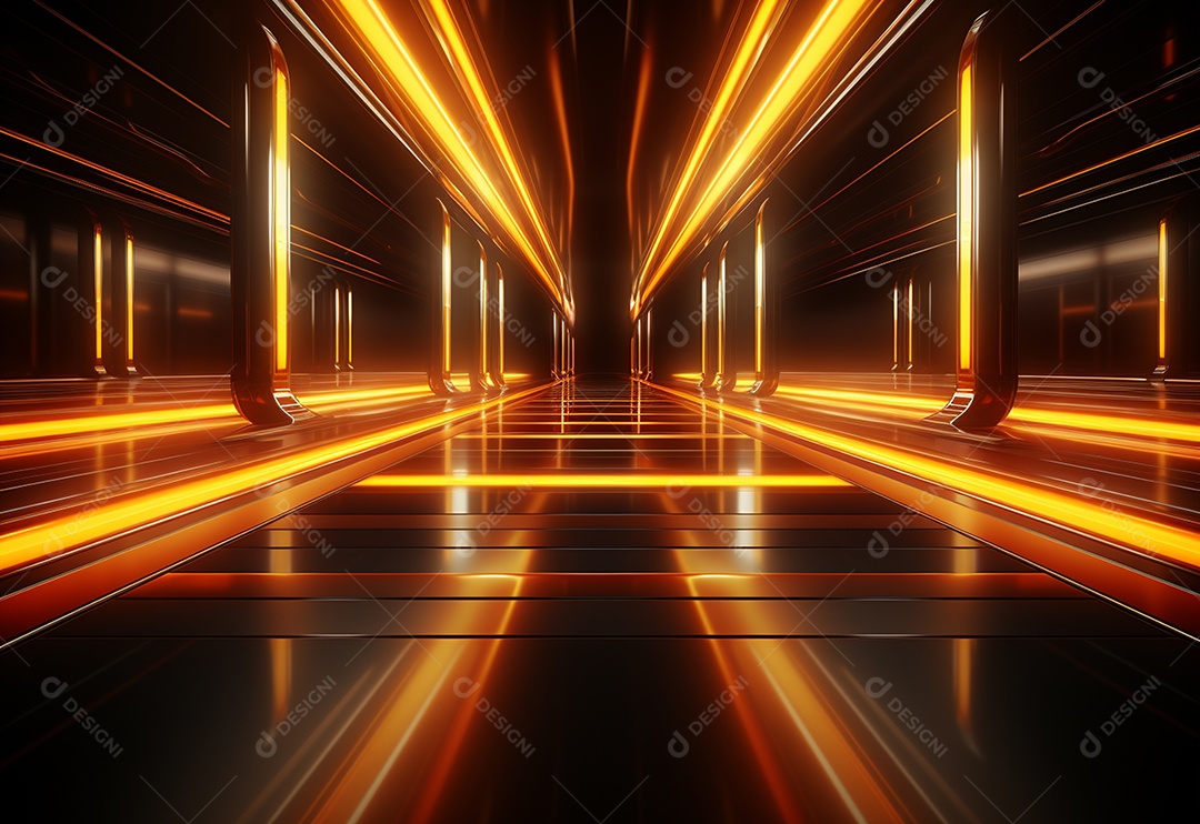 Amarelo e vermelho Neon iluminado cenário futurista imagem realista, ultra hd, design alto muito detalhado