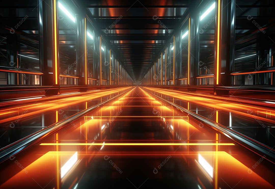 Amarelo e vermelho Neon iluminado cenário futurista imagem realista, ultra hd, design alto muito detalhado