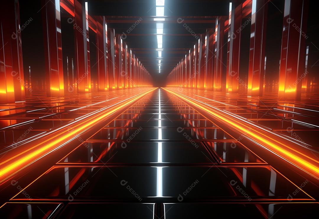 Amarelo e vermelho Neon iluminado cenário futurista imagem realista, ultra hd, design alto muito detalhado