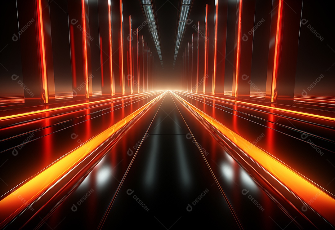 Amarelo e vermelho Neon iluminado cenário futurista imagem realista, ultra hd, design alto muito detalhado