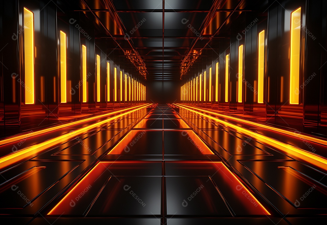 Amarelo e vermelho Neon iluminado cenário futurista imagem realista, ultra hd, design alto muito detalhado