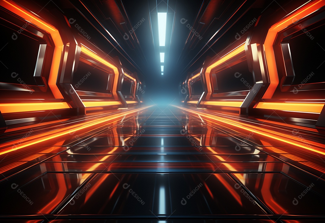 Amarelo e vermelho Neon iluminado cenário futurista imagem realista, ultra hd, design alto muito detalhado