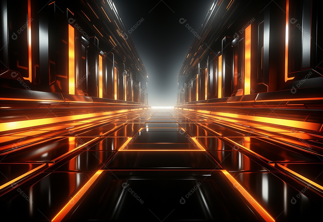 Amarelo e vermelho Neon iluminado cenário futurista imagem realista, ultra hd, design alto muito detalhado