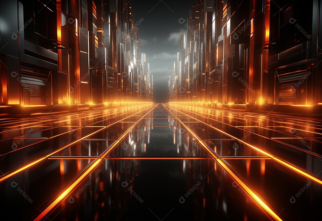 Amarelo e vermelho Neon iluminado cenário futurista imagem realista, ultra hd, design alto muito detalhado