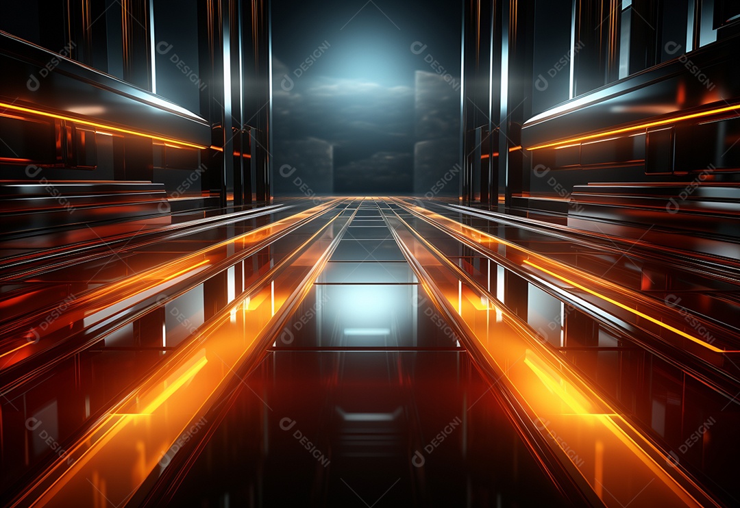 Amarelo e vermelho Neon iluminado cenário futurista imagem realista, ultra hd, design alto muito detalhado