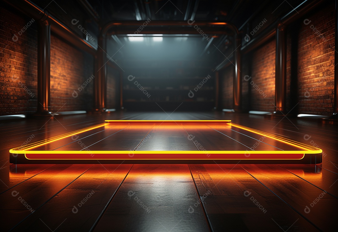 Amarelo e vermelho Neon iluminado cenário futurista imagem realista, ultra hd, design alto muito detalhado