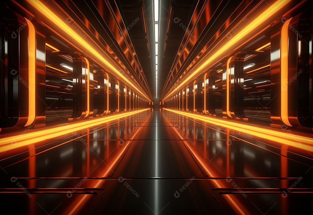 Amarelo e vermelho Neon iluminado cenário futurista imagem realista, ultra hd, design alto muito detalhado