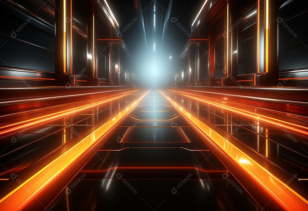 Amarelo e vermelho Neon iluminado cenário futurista imagem realista, ultra hd, design alto muito detalhado