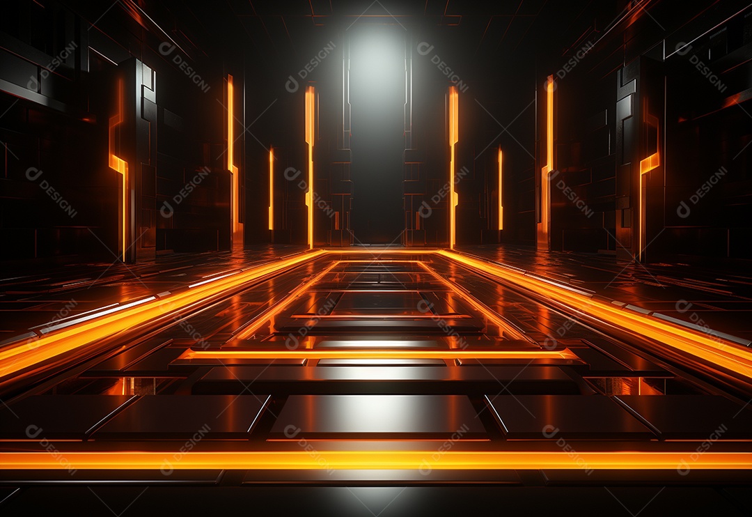 Amarelo e vermelho Neon iluminado cenário futurista imagem realista, ultra hd, design alto muito detalhado