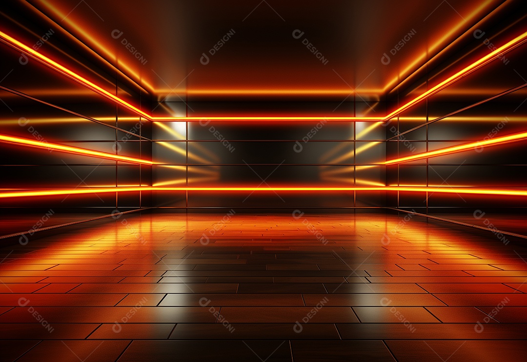 Amarelo e vermelho Neon iluminado cenário futurista imagem realista, ultra hd, design alto muito detalhado