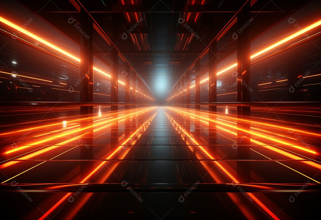 Amarelo e vermelho Neon iluminado cenário futurista imagem realista, ultra hd, design alto muito detalhado