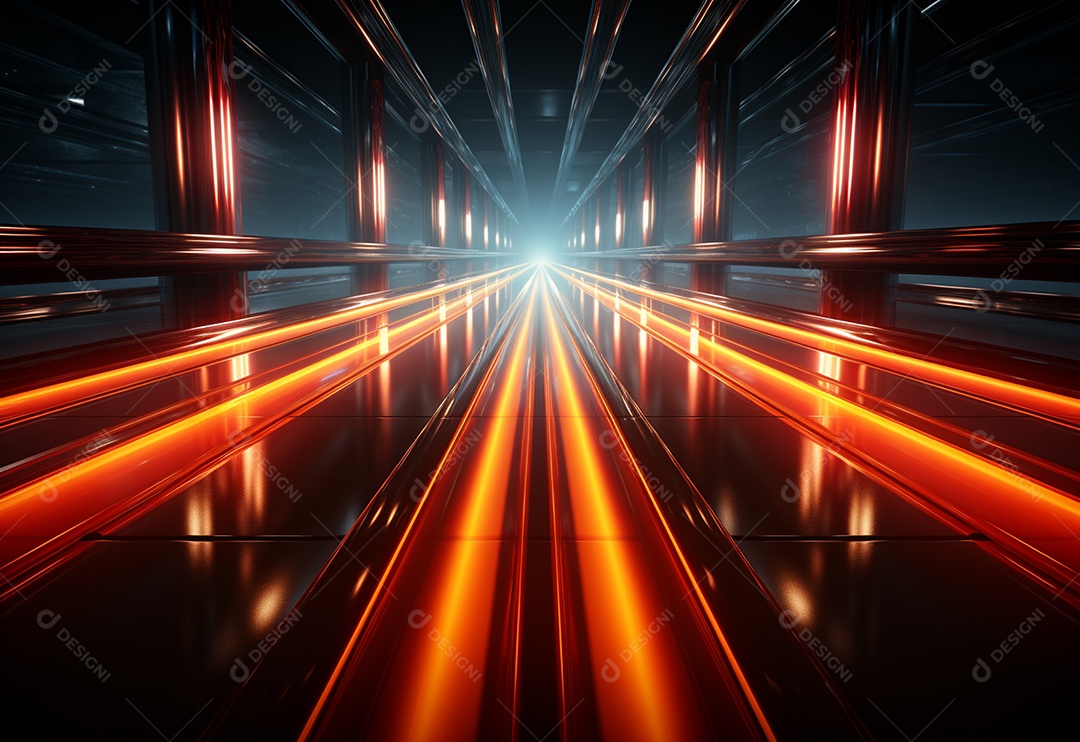 Amarelo e vermelho Neon iluminado cenário futurista imagem realista, ultra hd, design alto muito detalhado