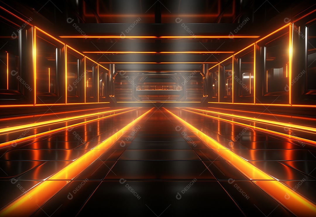 Amarelo e vermelho Neon iluminado cenário futurista imagem realista, ultra hd, design alto muito detalhado