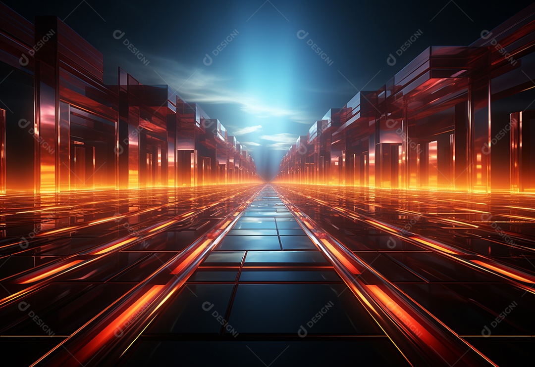 Amarelo e vermelho Neon iluminado cenário futurista imagem realista, ultra hd, design alto muito detalhado