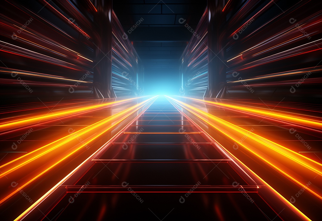 Amarelo e vermelho Neon iluminado cenário futurista imagem realista, ultra hd, design alto muito detalhado