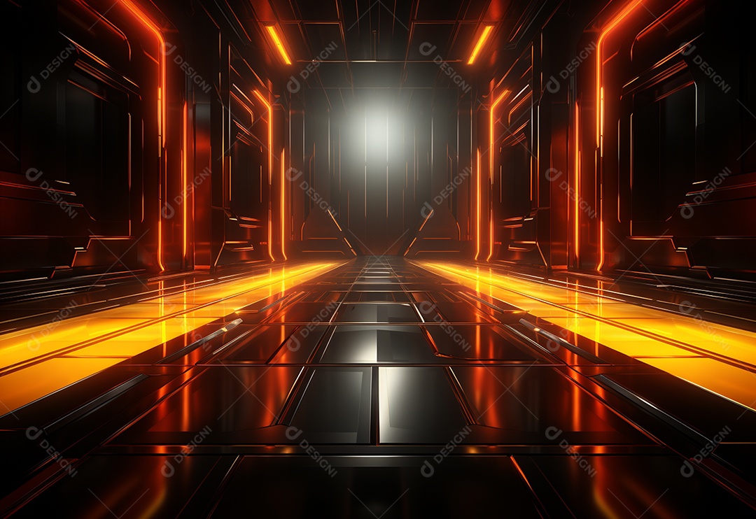 Amarelo e vermelho Neon iluminado cenário futurista imagem realista, ultra hd, design alto muito detalhado